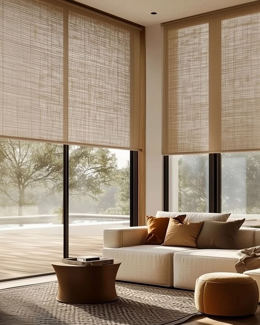 Cortina Roller instalada en living moderno